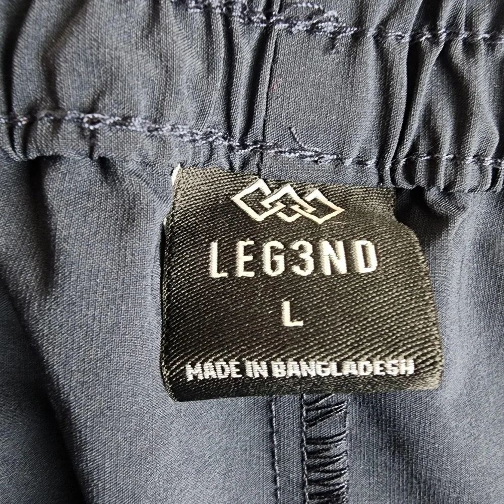 LEG3ND Jogger Pants Mens Large Blue Stretch Cargo Zip Pocket Lightweight Gym